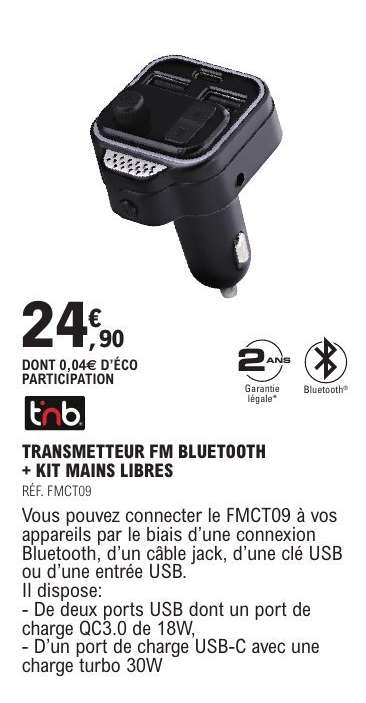 TRANSMETTEUR FM BLUETOOTH + KIT MAINS LIBRES