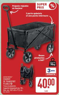 ADVENTURIDGE® CHARIOT DE TRANSPORT PLIABLE
