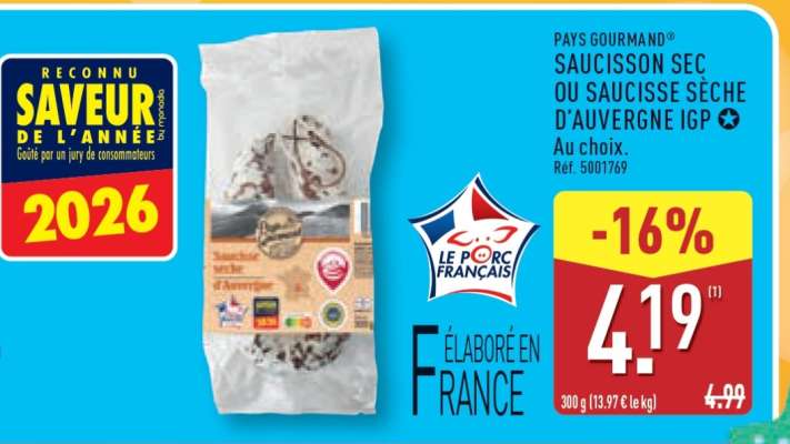 PAYS GOURMAND® SAUCISSON SEC OU SAUCISSE SÈCHE D'AUVERGNE IGP