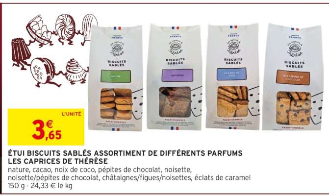 ÉTUI BISCUITS SABLÉS ASSORTIMENT DE DIFFÉRENTS PARFUMS LES CAPRICES DE THÉRÈSE