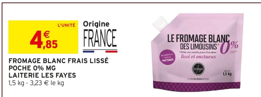 FROMAGE BLANC FRAIS LISSÉ POCHE 0% MG