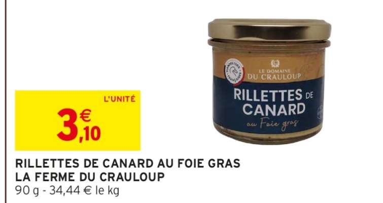 RILLETTES DE CANARD AU FOIE GRAS LA FERME DU CRAULOUP
