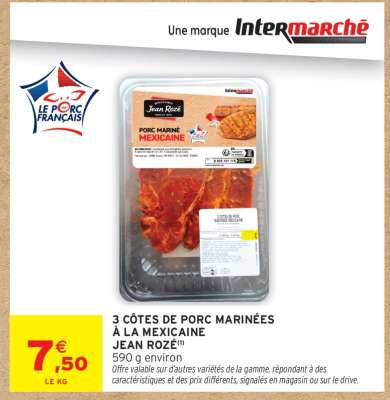 3 CÔTES DE PORC MARINÉES À LA MEXICAINE JEAN ROZÉ