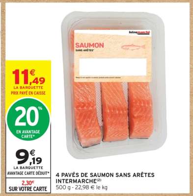 4 PAVÉS DE SAUMON SANS ARÊTES INTERMARCHÉ