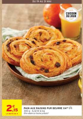 PAIN AUX RAISINS PUR BEURRE X4