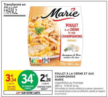 POULET À LA CRÈME ET AUX CHAMPIGNONS MARIE