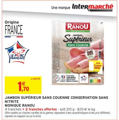 JAMBON SUPÉRIEUR SANS COUENNE CONSERVATION SANS NITRITE