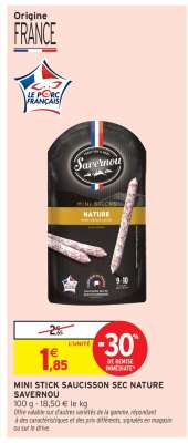 MINI STICK SAUCISSON SEC NATURE SAVERNO