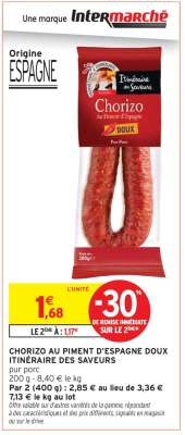 CHORIZO AU PIMENT D'ESPAGNE DOUX ITINÉRAIRE DES SAVEURS