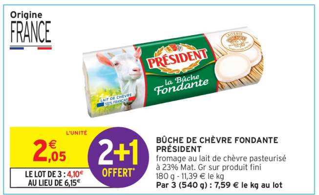 Bûche de Chèvre Fondante Président