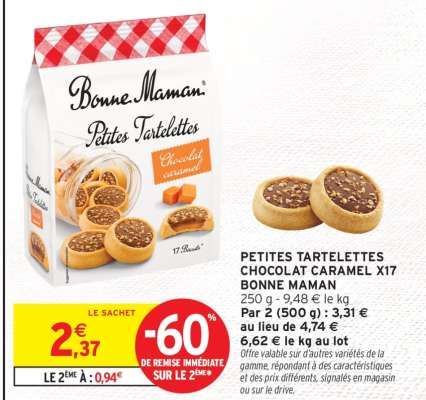 PETITES TARTELETTES CHOCOLAT CARAMEL X17 BONNE MAMAN