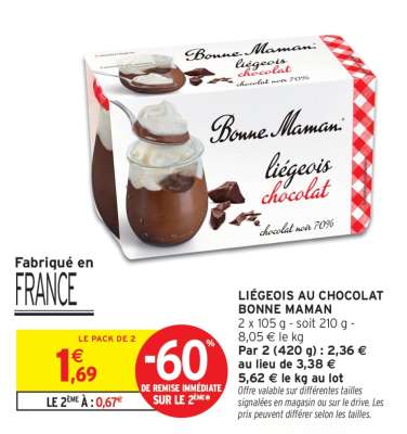 LIÉGEOIS AU CHOCOLAT BONNE MAMAN