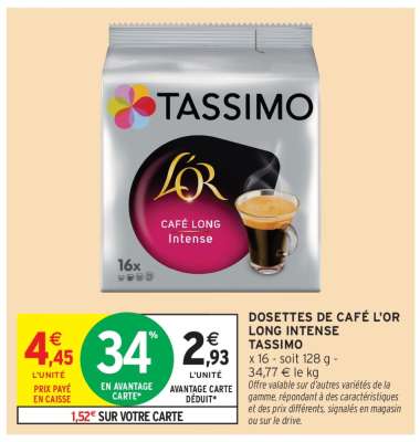 Dosettes de Café L'OR Long Intense Tassimo