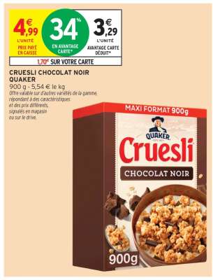 CRUESLI CHOCOLAT NOIR QUAKER