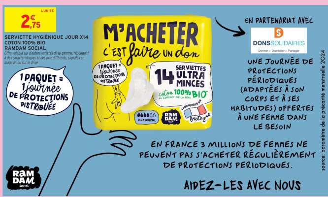 SERVIETTE HYGIÉNIQUE JOUR X14 COTON 100% BIO