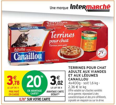 TERRINES POUR CHAT ADULTE AUX VIANDES ET AUX LÉGUMES CANAILLOU