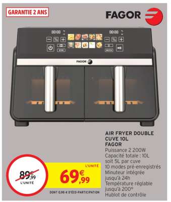 AIR FRYER DOUBLE CUVE 10L FAGOR