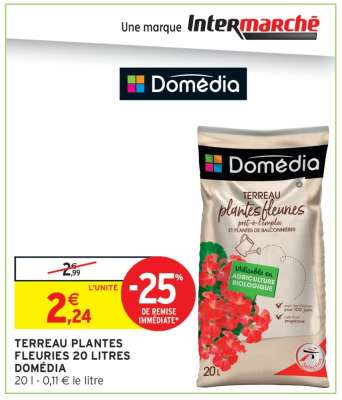 TERREAU PLANTES FLEURIES 20 LITRES DOMÉDIA