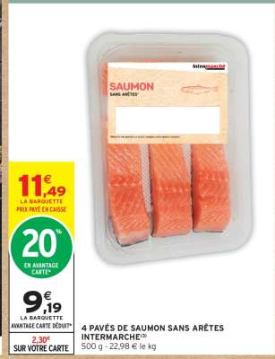 4 PAVÉS DE SAUMON SANS ARÊTES INTERMARCHÉ