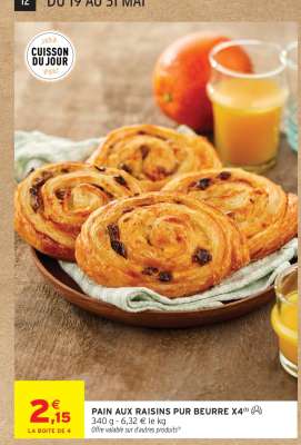 PAIN AUX RAISINS PUR BEURRE X4
