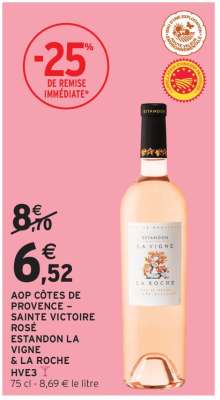 AOP CÔTES DE PROVENCE – SAINTE VICTOIRE ROSÉ ESTANDON LA VIGNE & LA ROCHE HVE3