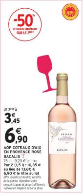 AOP COTEAUX D'AIX EN PROVENCE ROSÉ BACALIS