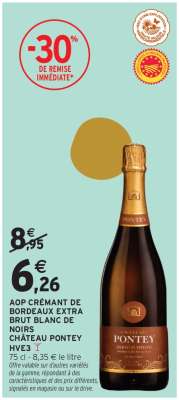 AOP Crémant de Bordeaux Extra Brut Blanc de Noirs Château Pontey HVE3