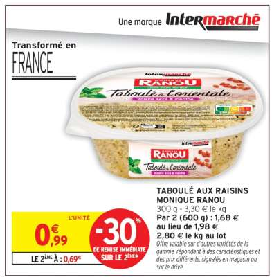 Taboulé aux raisins Monique Ranou