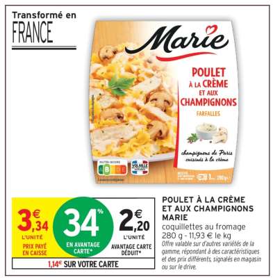 POULET À LA CRÈME ET AUX CHAMPIGNONS MARIE