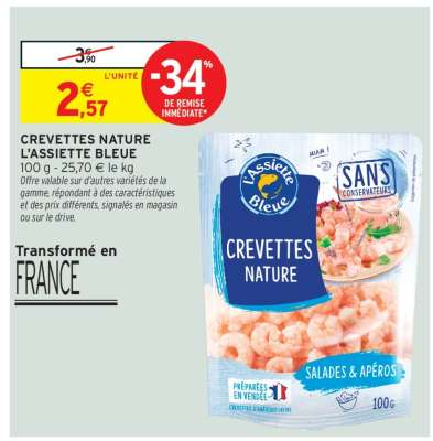 CREVETTES NATURE "L'ASSIETTE BLEUE"