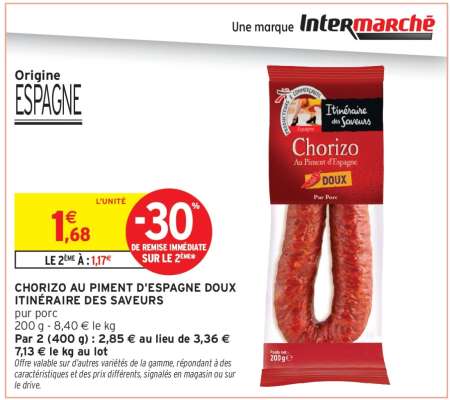 CHORIZO AU PIMENT D'ESPAGNE DOUX ITINÉRAIRE DES SAVEURS