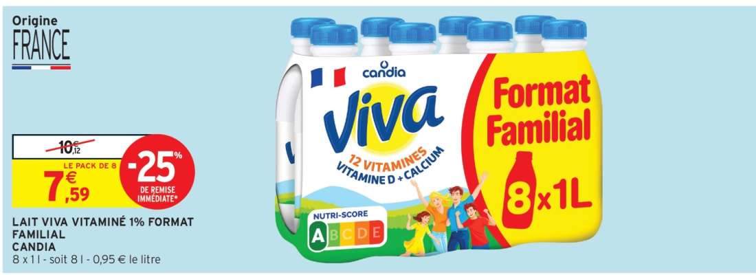 Lait Viva Vitamine 1% Format Familial