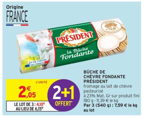 Bûche de Chèvre Fondante Président