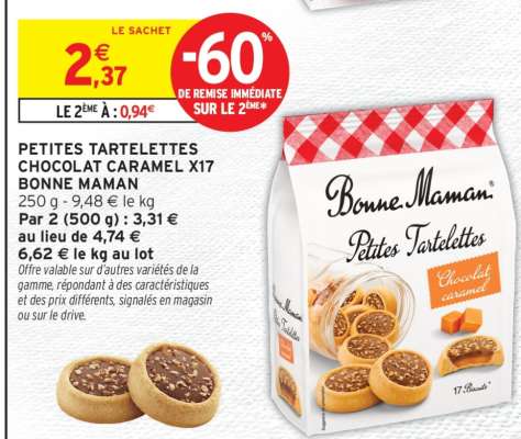 PETITES TARTELETTES CHOCOLAT CARAMEL X17 BONNE MAMAN