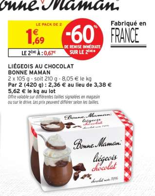 LIÉGEOIS AU CHOCOLAT BONNE MAMAN