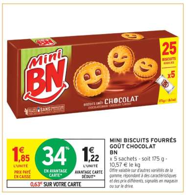 MINI BISCUITS FOURRÉS GOUT CHOCOLAT BN