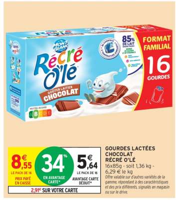 Gourdes Lactées Chocolat Récré O'lè