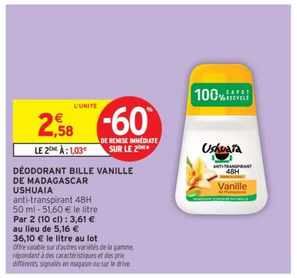 Déodorant Bille Vanille de Madagascar Ushuaïa
