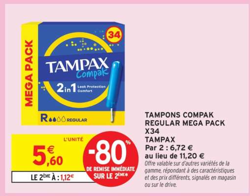 TAMPONS COMPAK REGULAR MEGA PACK X34