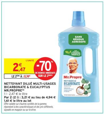 Nettoyant Dilué Multi-usages Bicarbonate & Eucalyptus Mr Propre