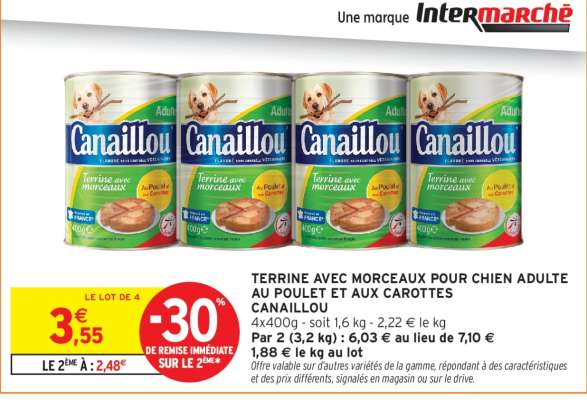 Terrine avec morceaux pour chien adulte au poulet et aux carottes Canaille