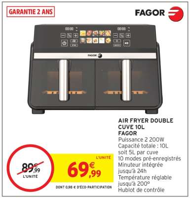 AIR FRYER DOUBLE CUVE 10L FAGOR