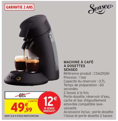 MACHINE À CAFE À DOSETTES "SENSEO"