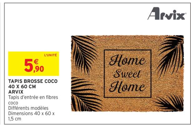 TAPIS BROSSE COCO 40 X 60 CM ARVIX