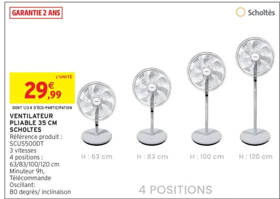 Ventilateur Pliable 35 cm Scholtes