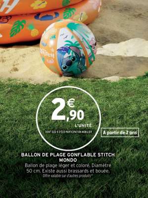BALLON DE PLAGE GONFLABLE STITCH MONDO