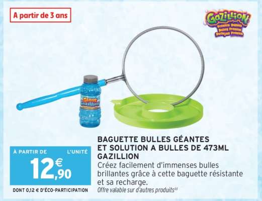 BAGUETTE BULLES GÉANTES ET SOLUTION À BULLES DE 473ML GAZILLION