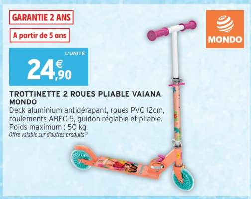 TROTTINETTE 2 ROUES PLIABLE VAIANA MONDO
