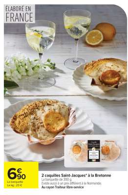 2 coquilles Saint-Jacques* à la bretonne