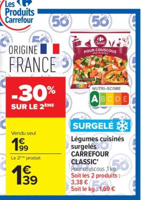 Légumes cuisinés surgelés CARREFOUR CLASSIC'
